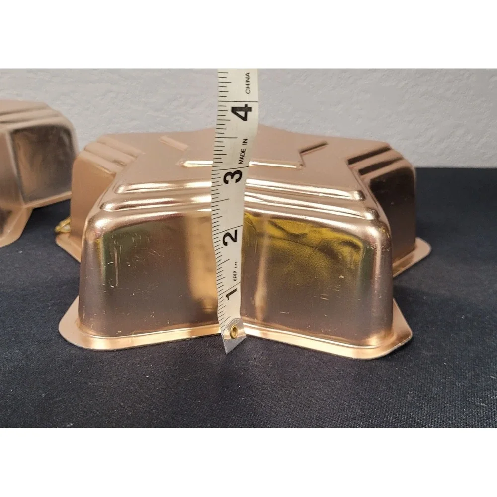 Vintage 1960s Copper-Toned Aluminum Star Jello Mold Wall Decor - Set of 2